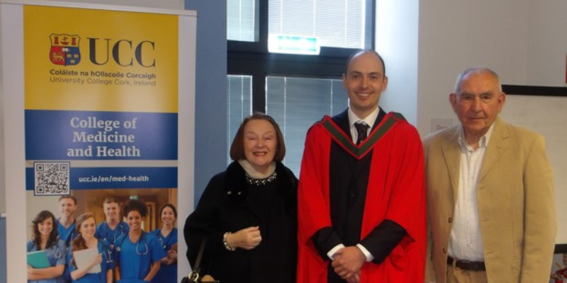 Professor Patrick Stapleton with his parents, Mrs and Mr Stapleton
