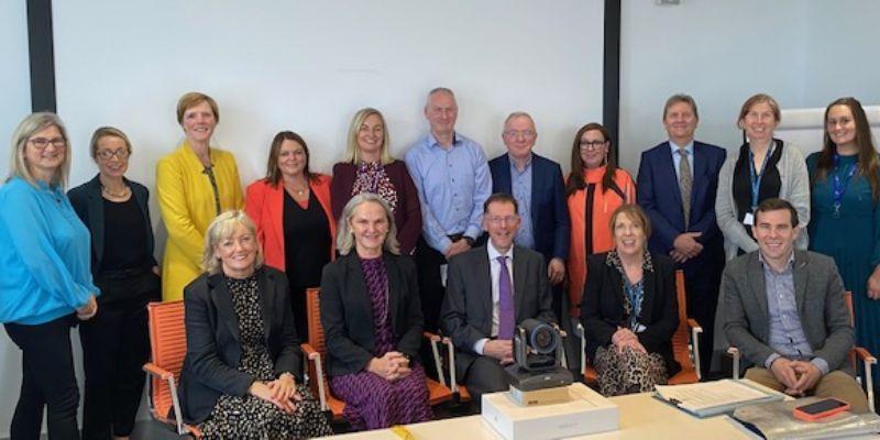 Prof David Burn and Prof Helen Whelton with CoMH Staff and Healthcare Staff