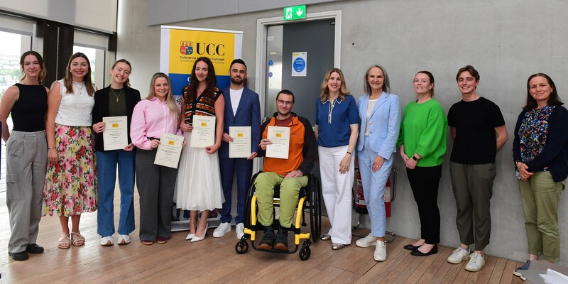 CoMH Postgraduate Research Student award recipients along with members of the Postgraduate Student Committee, Graduate Studies Committee, Prof Elaine Lehane Vice-Head for Graduate Studies, Prof Helen Whelton (Head of College) and Prof Orla Lynch (Dean of Doctoral Studies).
Photo credits: Jane Hurley