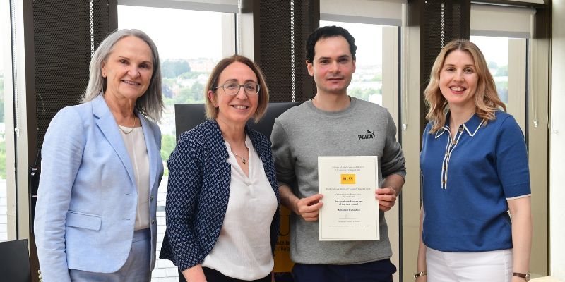Mohamed Elkhashab Postgraduate Researcher of the Year Award winner with his supervisor Prof Abina Crean, Prof Helen Whelton and Prof Elaine Lehane Mohamed Elkhashab Postgraduate Researcher of the Year Award winner with his supervisor Prof Abina Crean, Prof Helen Whelton and Prof Elaine Lehane