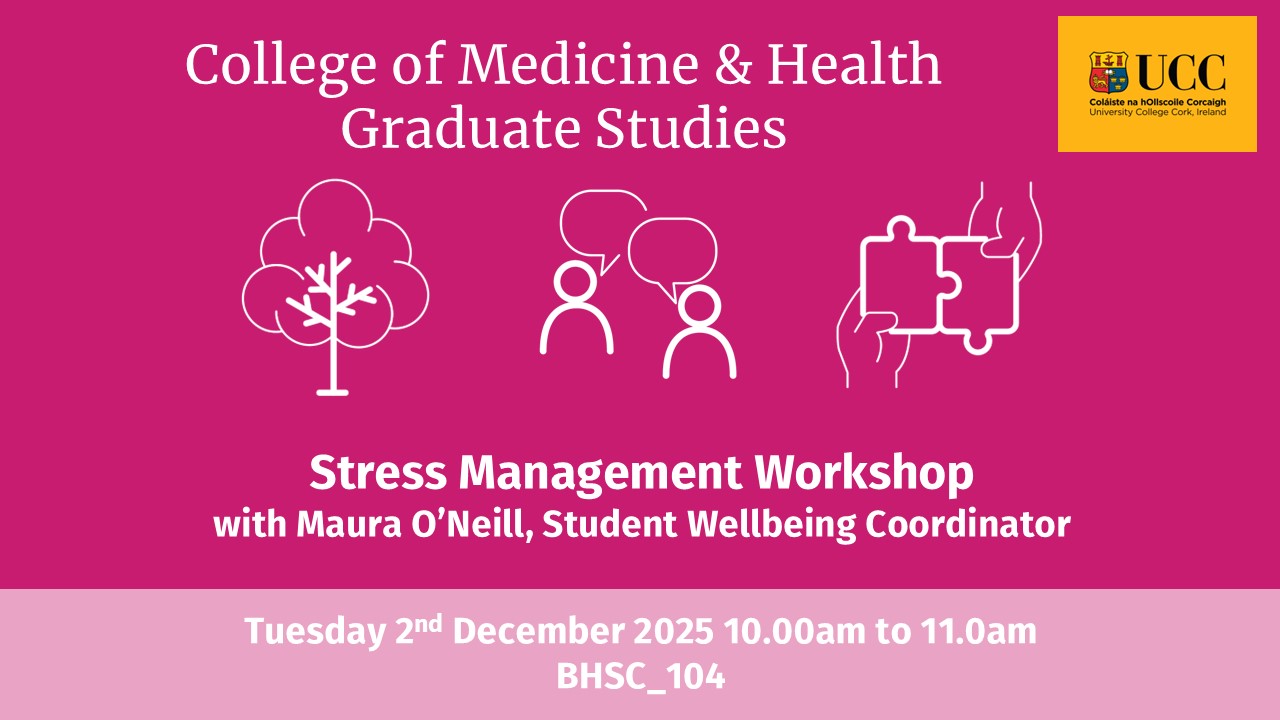 Wellbeing Workshop - Stress Management
Tuesday 2nd December 2025 at 10am in BHSC_104