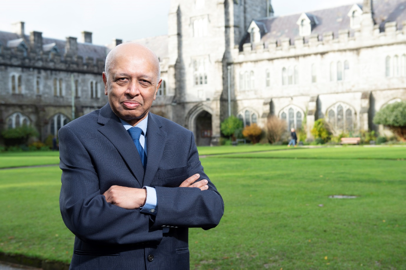 Professor Subrata Ghosh standing in front of UCC's Quad