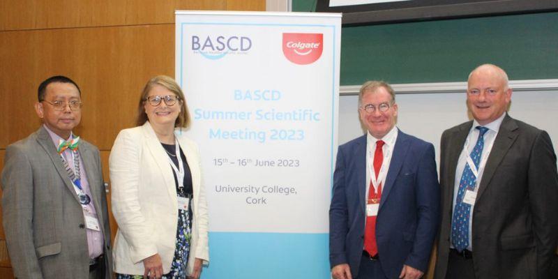 L-R: Mr Albert Yeung BASCD Immediate Past-President, Professor Máiréad Harding BASCD President, Mr Colm Burke TD and Professor Paul Brady, Dean of Cork University Dental School and Hospital.