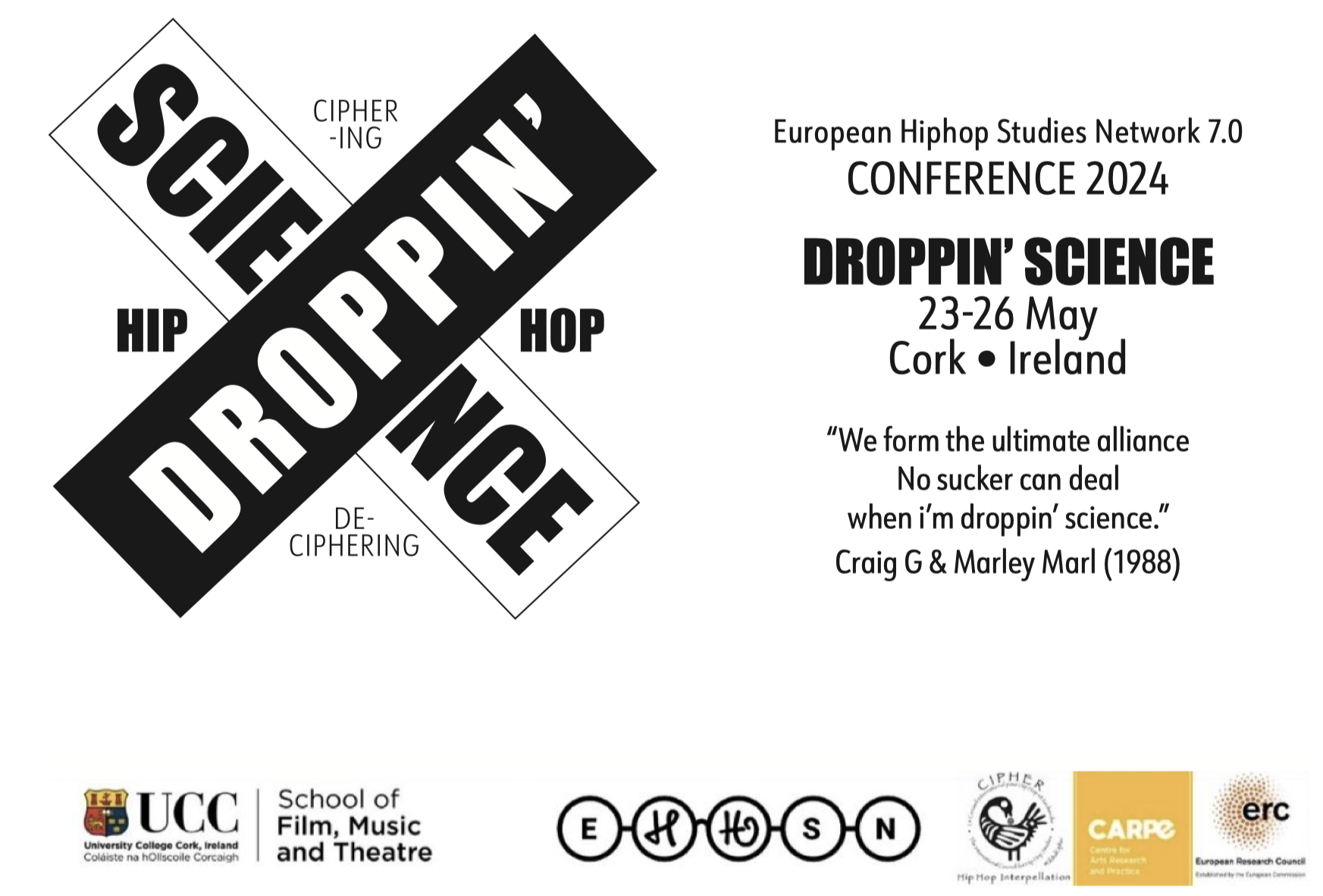Droppin' Science - European Hip-Hop Studies Network Conference 2024 - The Granary, 23-26 May