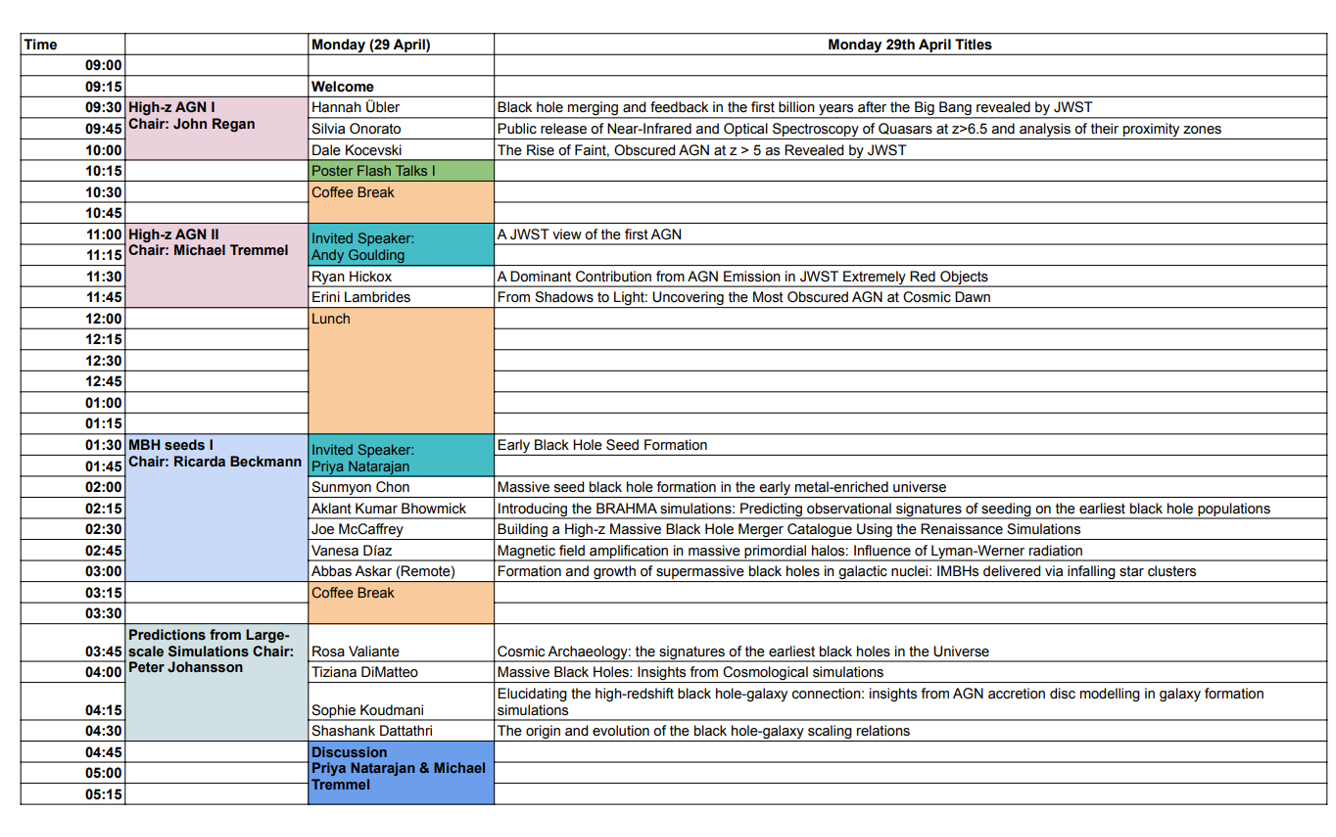 programme of day one events