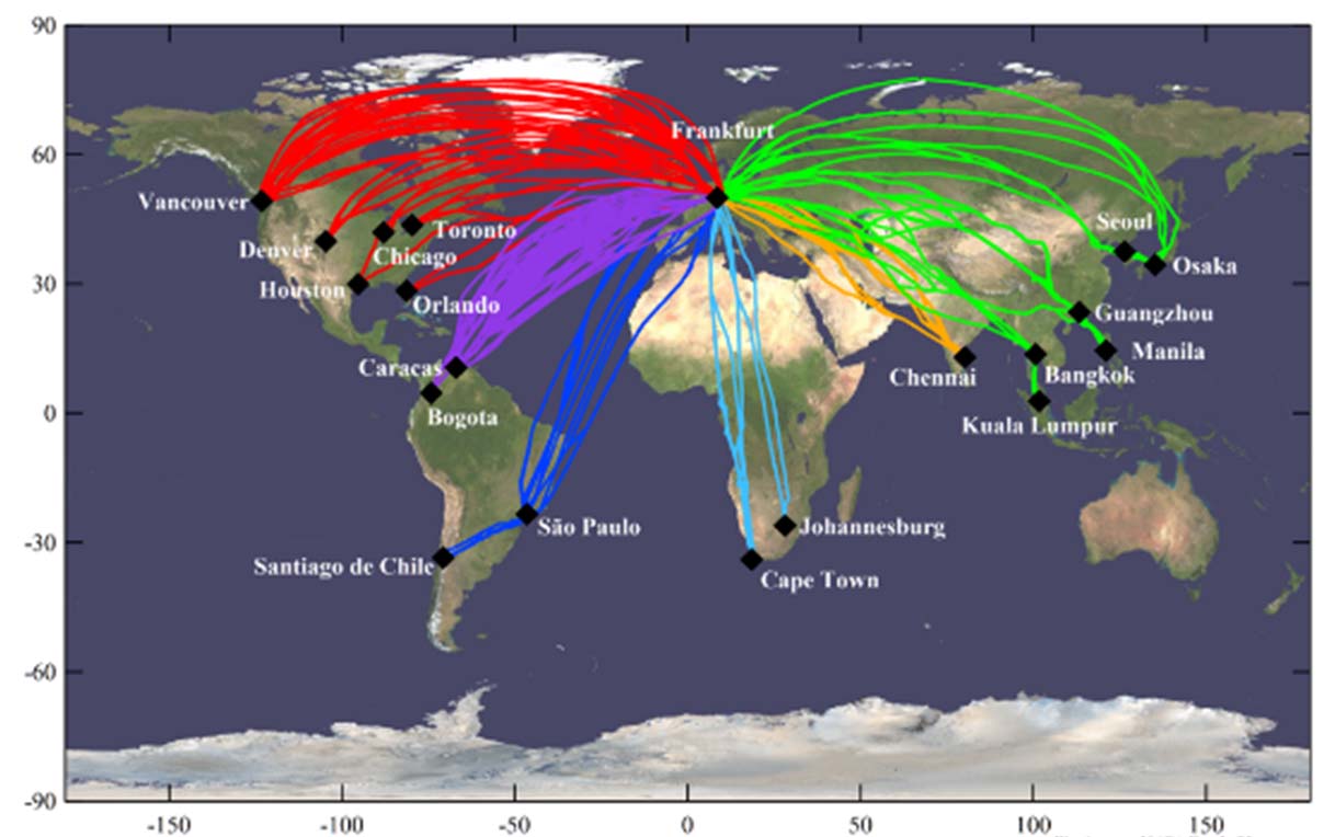 CARIBIC flight map