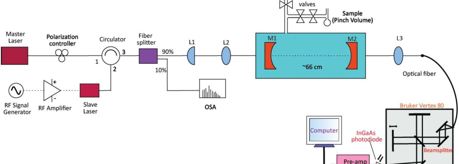 Cavity detection frequency comb laser