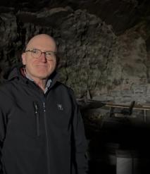 Professor photographed in Slate Quarry, Valentia