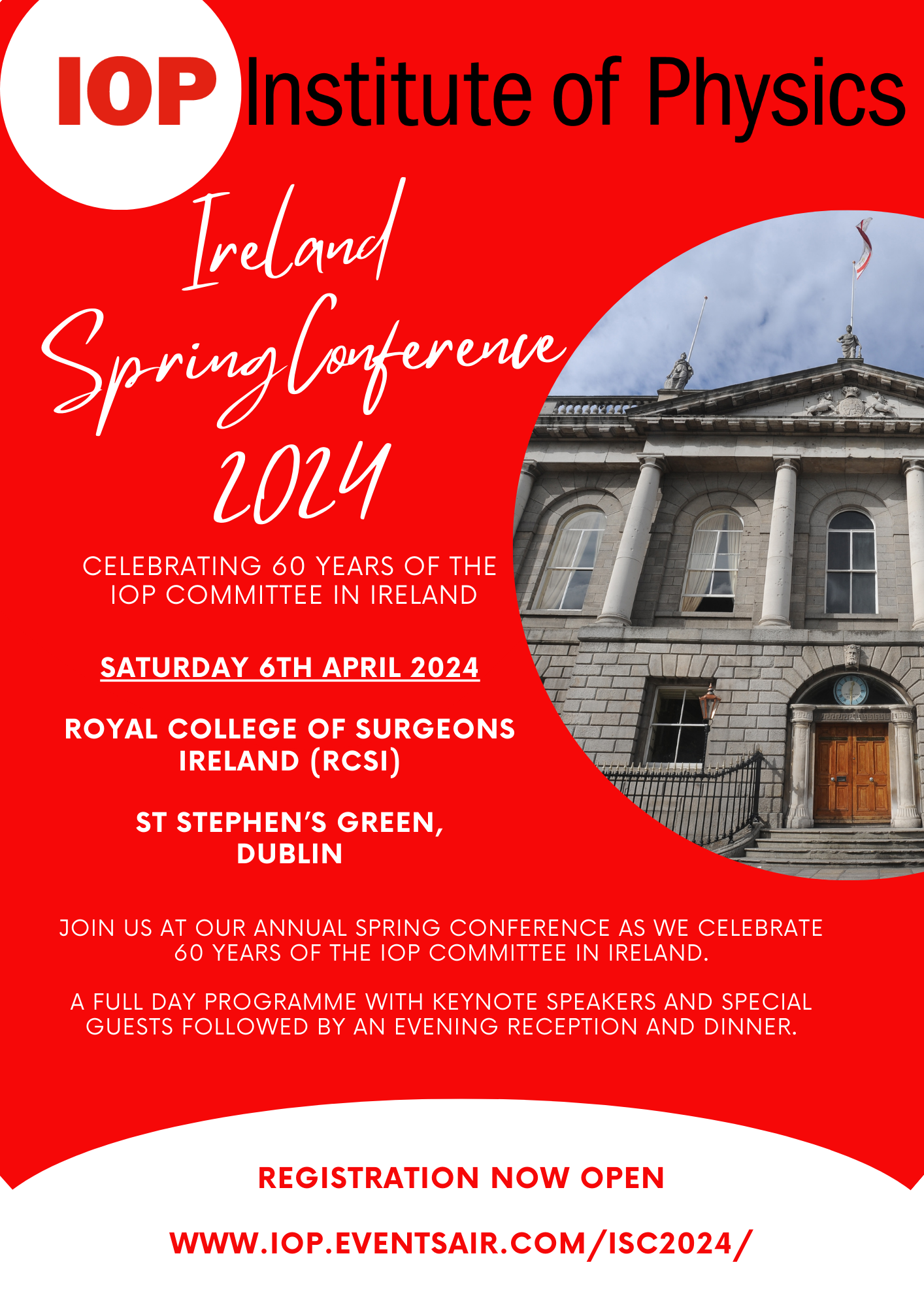 IOP Flyer for Spring Conference 2024 - image, text and registration link