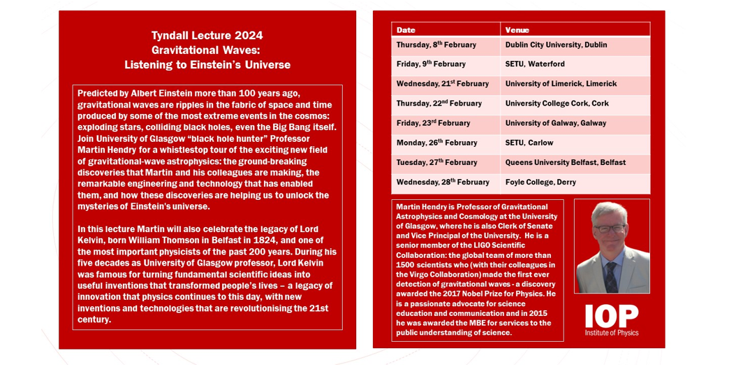 Leaflet with text and image on Tyndall Lecture event