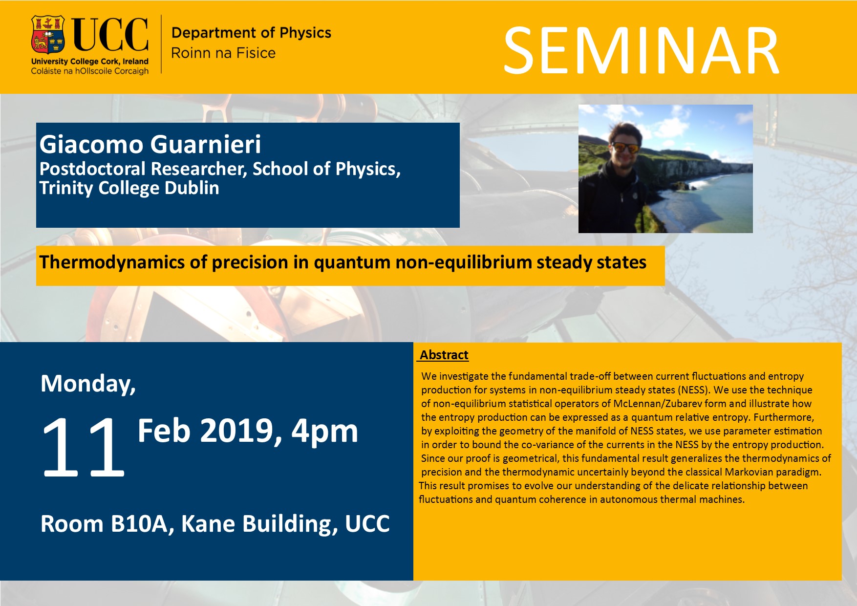 11 Feb 2019 Giacomo Guarnieri Seminar Poster 11 Feb 2019 Giacomo Guarnieri Seminar Poster