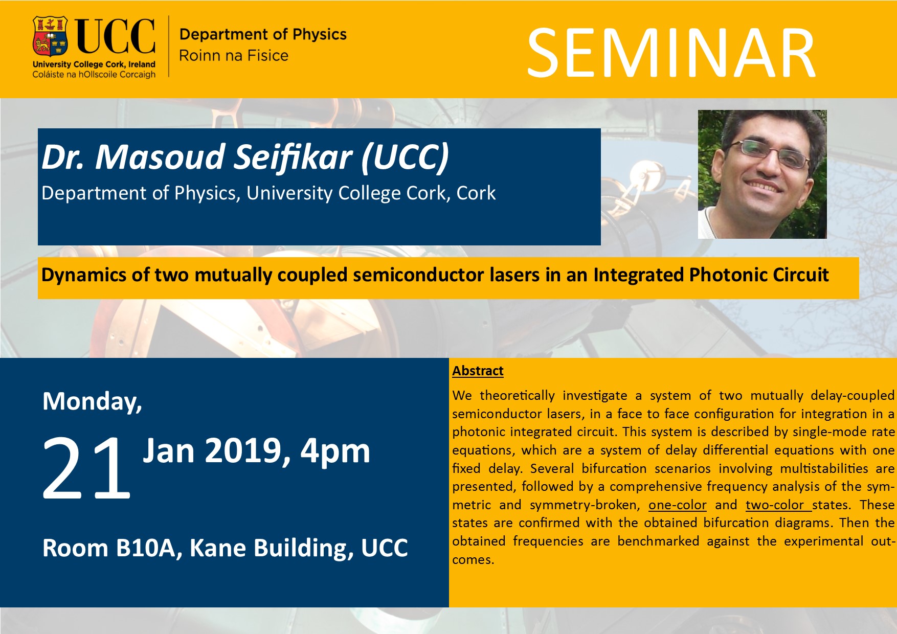 21 Jan 2019 Masoud Seifikar Seminar Poster 21 Jan 2019 Masoud Seifikar Seminar Poster