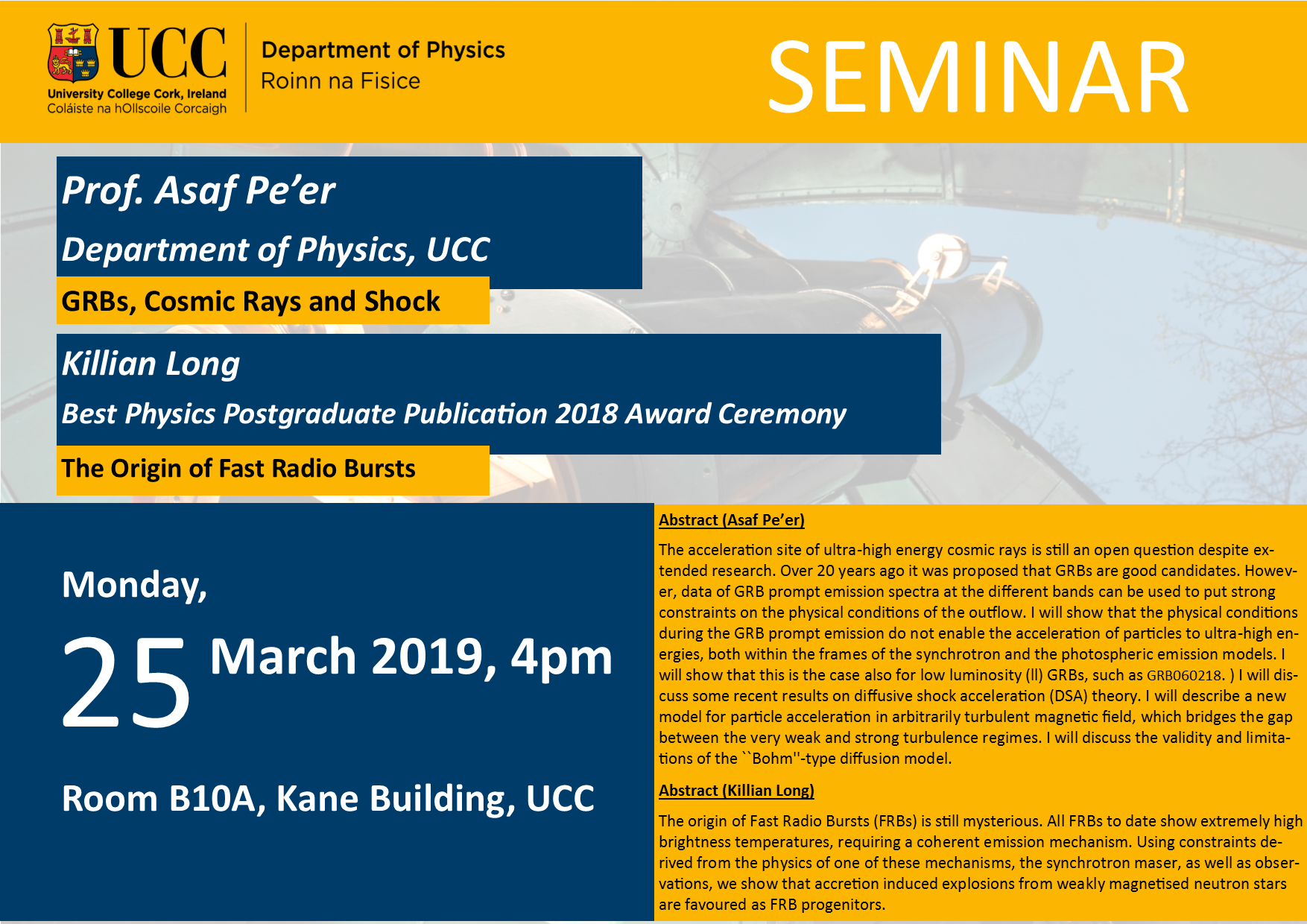 25 March 2019 - Killian and Asaf Seminar Poster