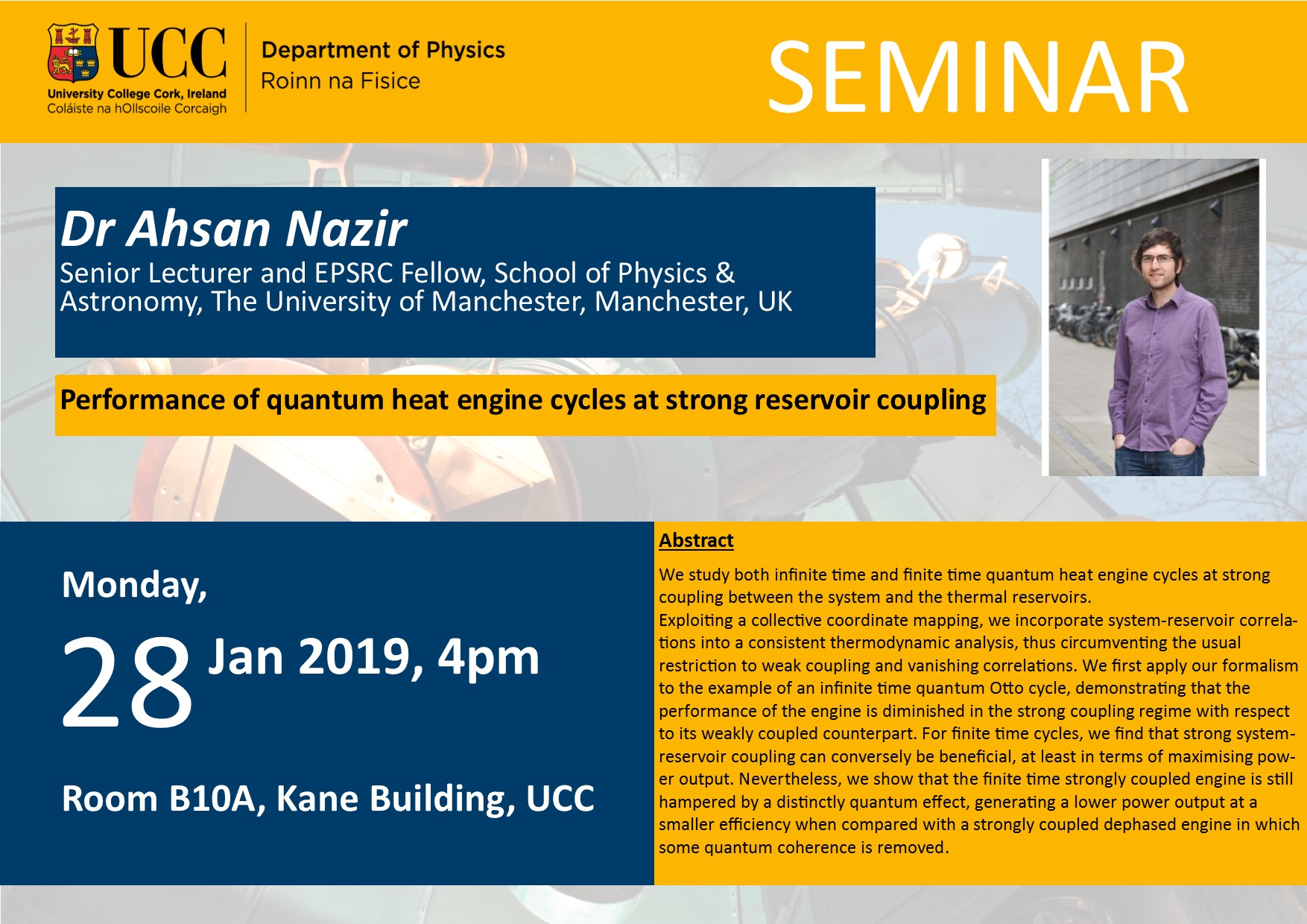 28 Jan 2019 Dr Ahsan Nazir Seminar Poster