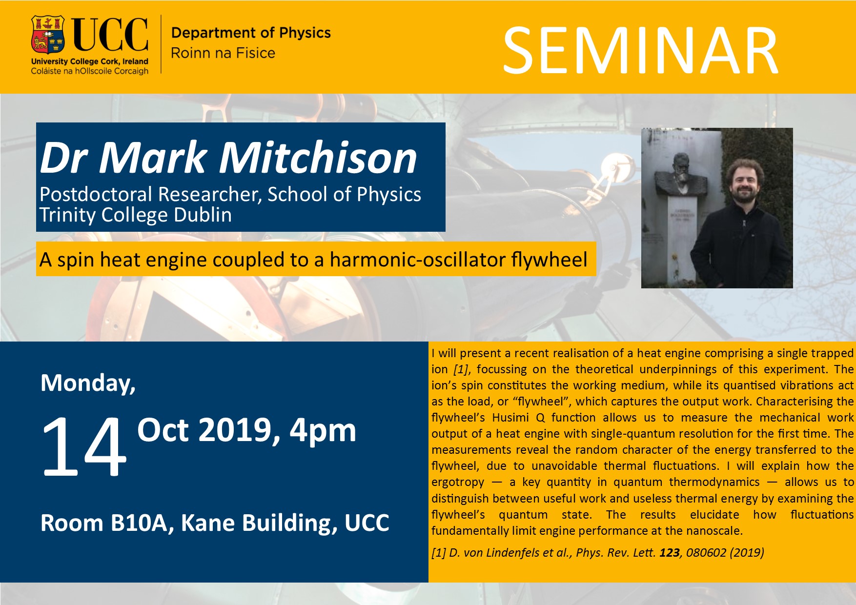 Mark Mitchison 14 Oct 2019 Seminar Poster Mark Mitchison 14 Oct 2019 Seminar Poster