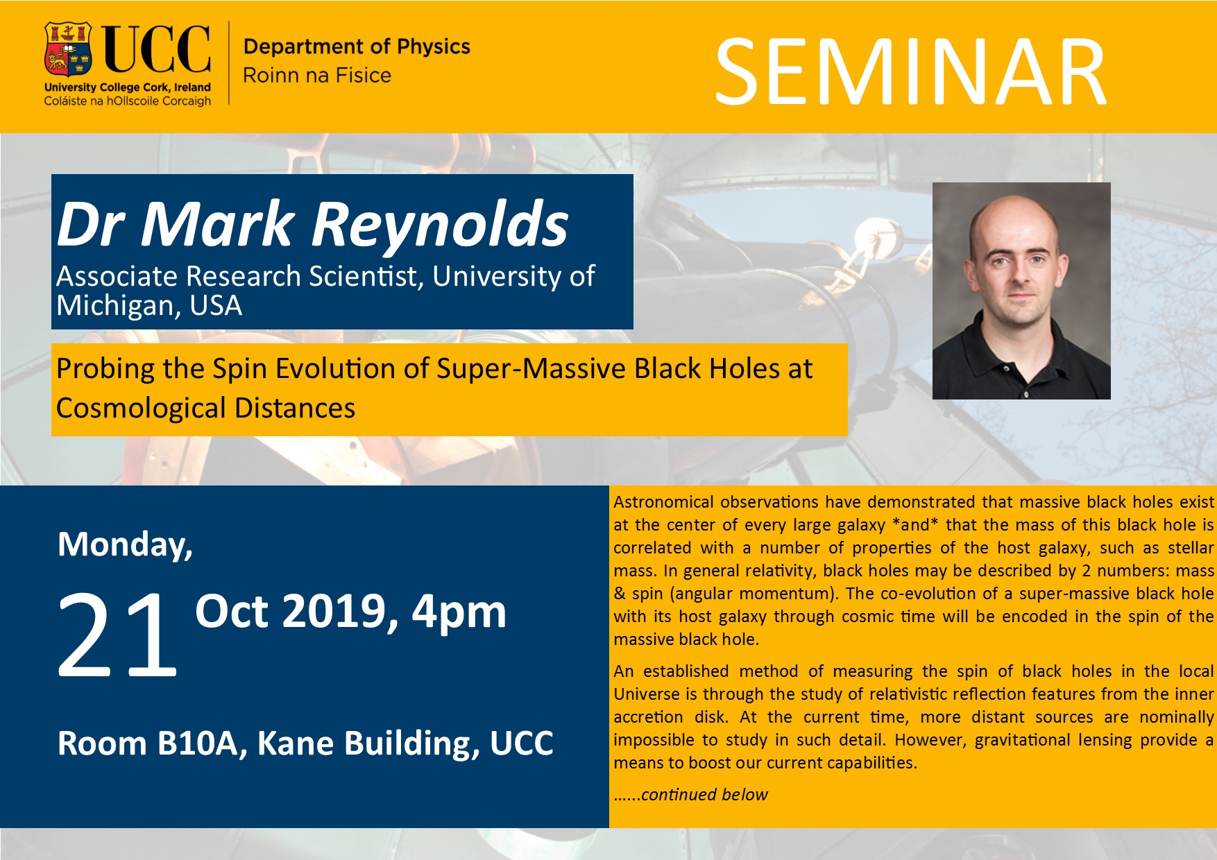 Mark Reynolds 21 Oct 2019 Seminar Poster