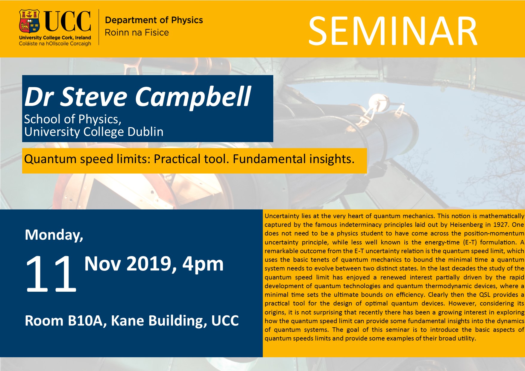 Steve Campbell 11 Nov 2019 Seminar Poster