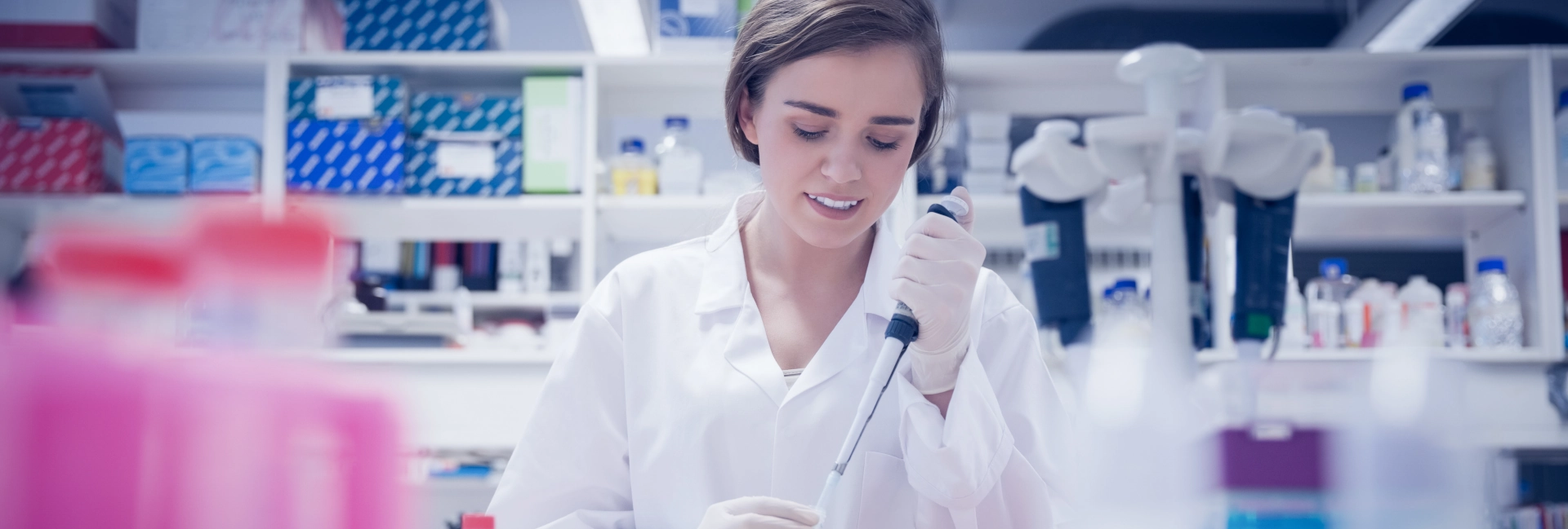 Working at a lab bench