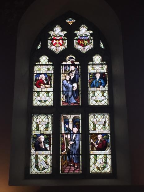 Professors' Window at the Aula Maxima, UCC. Dedicated to the memory of Robert Harkness, Professor of Geology at Cork (1853-1878). Image: UCC Visitors Centre.