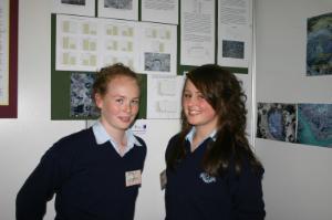 Rhianna McMahon and Niamh McNamara with their project in Belfast