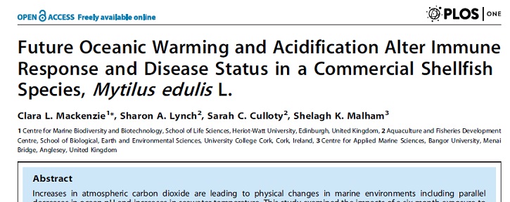 Climate change and shellfish research published in PLOS ONE