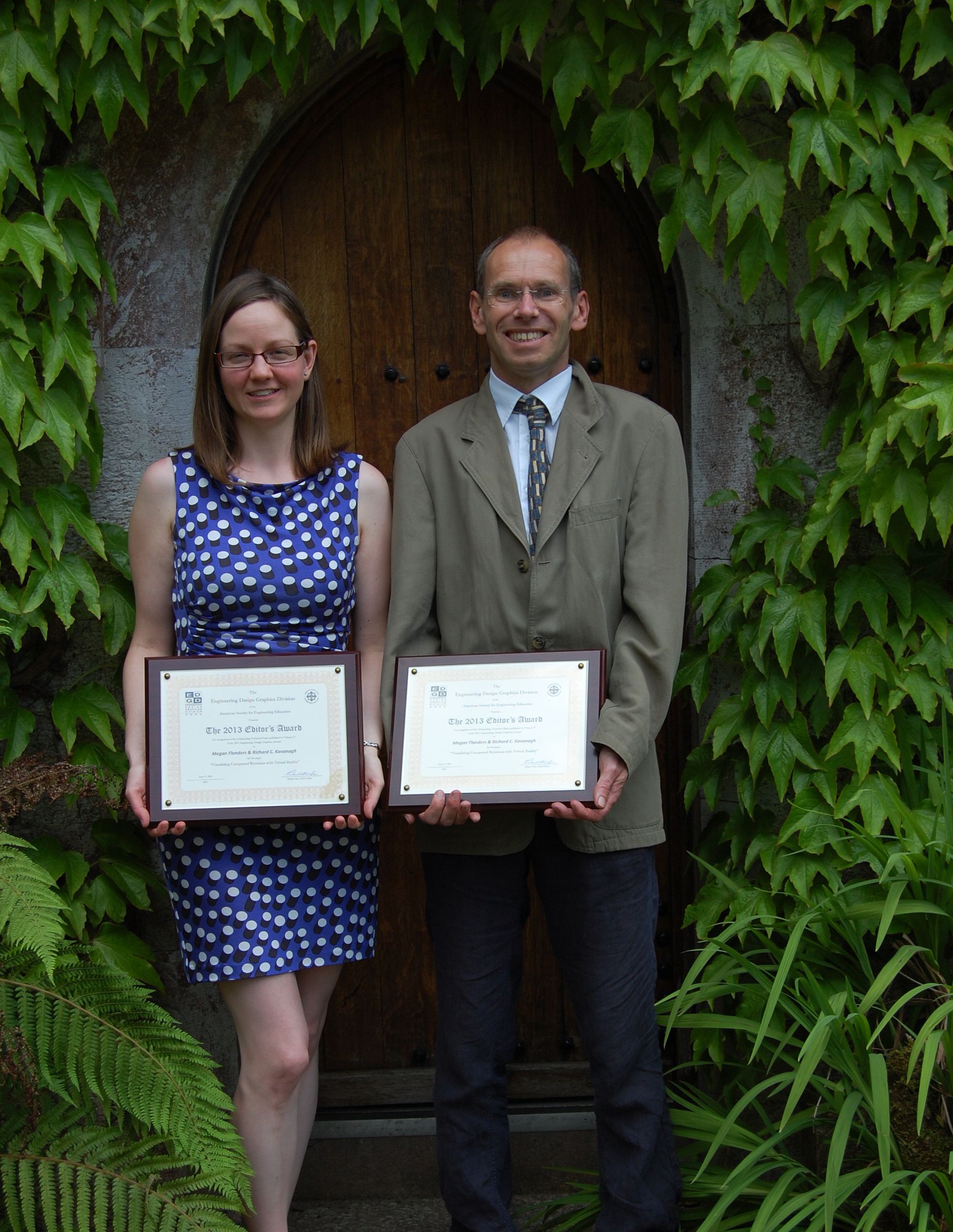 Ms. Megan Flanders and Dr. Richard Kavanagh receive the Editor’s award for the best paper published in the Engineering Design Graphics Journal