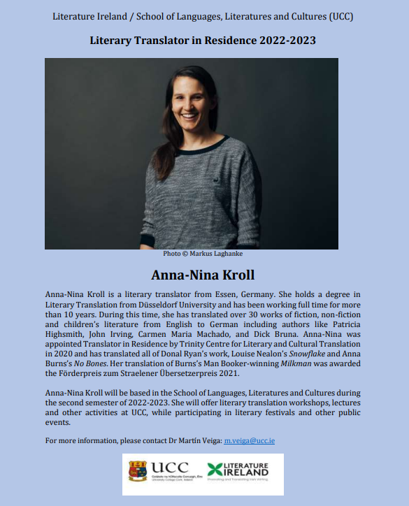Literary Translator in Residence 2022-2023 - Anna-Nina Kroll