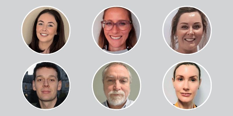 Top row from left: Dr Laura McLaughlin, Dr Clare Rainey and Kathryn O'Sullivan. Bottom row from left: John O'Neill, Peter Murphy and Prof Sara Hackett.