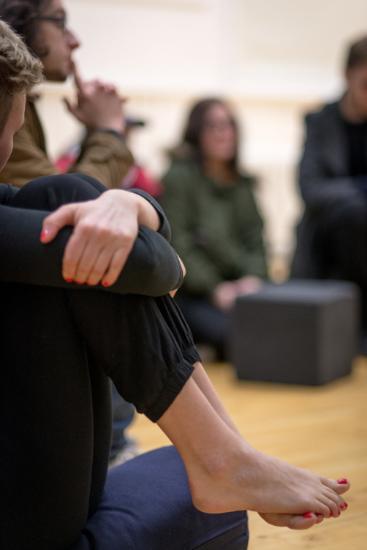 Student's Feet in an acting class