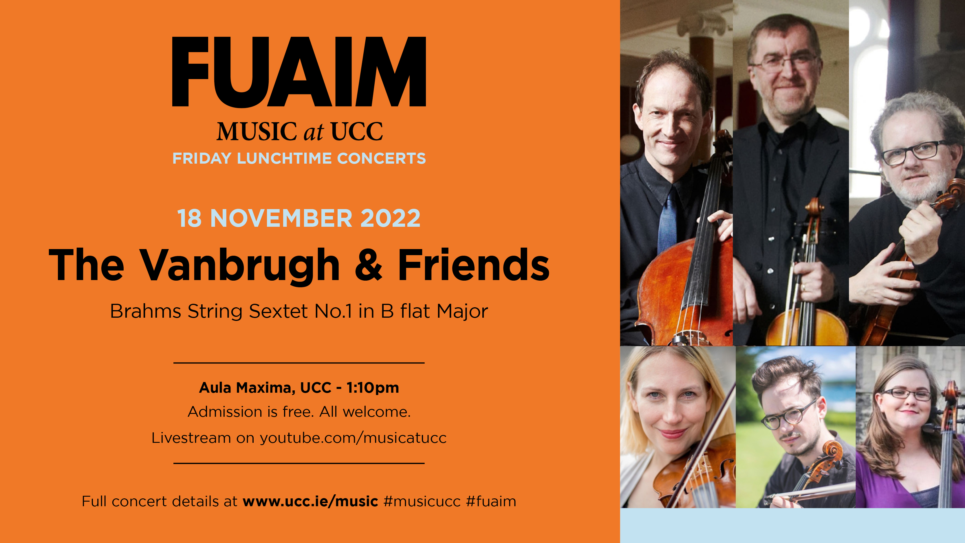 FUAIM Concert: The Vanbrugh & Friends,  18th November, 1.10pm, Aula Maxima