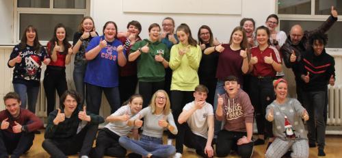 Staff and members of UCC Youth Theatre at Christmas workshop