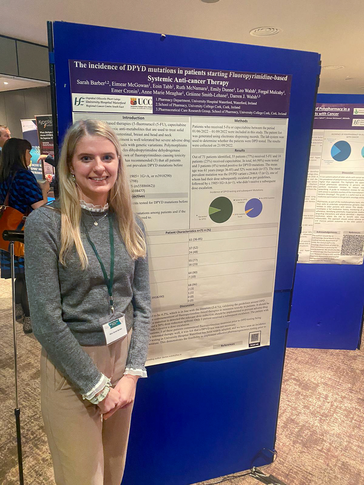 Fourth-year undergraduate student Sarah Barber wins best poster prize at the Irish Pharmacy Haematology Oncology Society (IPHOS) 2022 annual education meeting