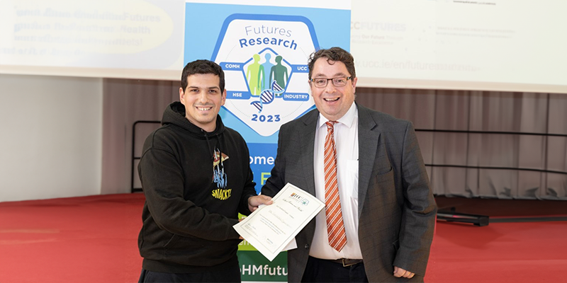 Theodoros Giakoumis, PhD Researcher in the School of Pharmacy, UCC, wins Best Online Poster Award at the CoMH Future Research Conference 2023