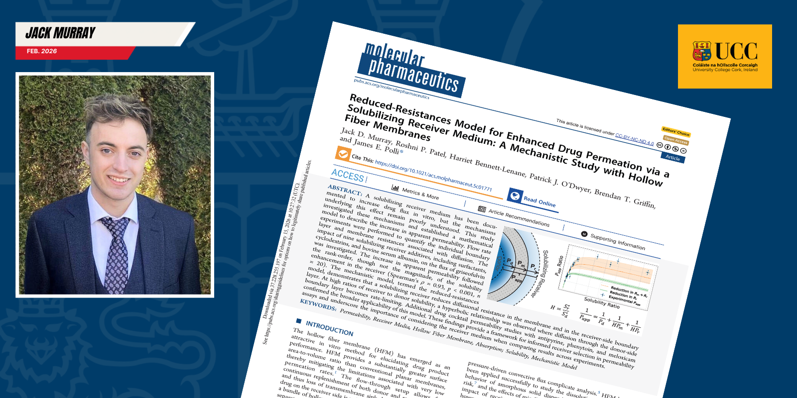 Jack Murray, UCC School of Pharmacy PhD researcher and ACS Editors’ Choice lead author.