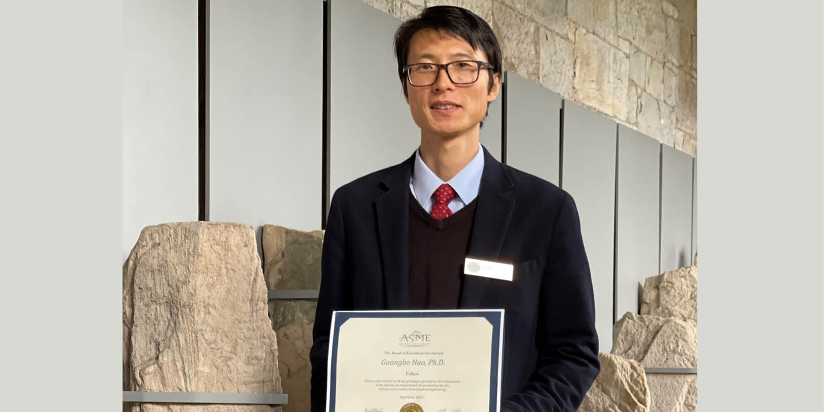 Dr Guangbo Hao elected as Fellow of the American Society of Mechanical Engineers