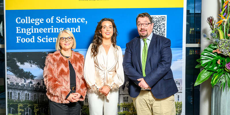 SEFS Graduate of the Year Fionnuala Murphy, BE Energy Engineering with Prof Sarah Culloty and Prof John Cryan. Photo: John Allen