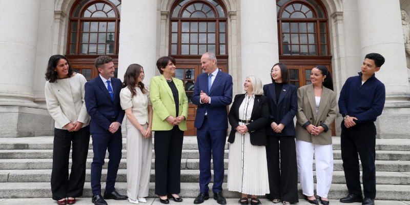 An Taoiseach Micheál Martin with UCD President Orla Feely and UCC Head of SEFS, Professor Sarah Culloty, along with students and graduates. Picture Jason Clarke