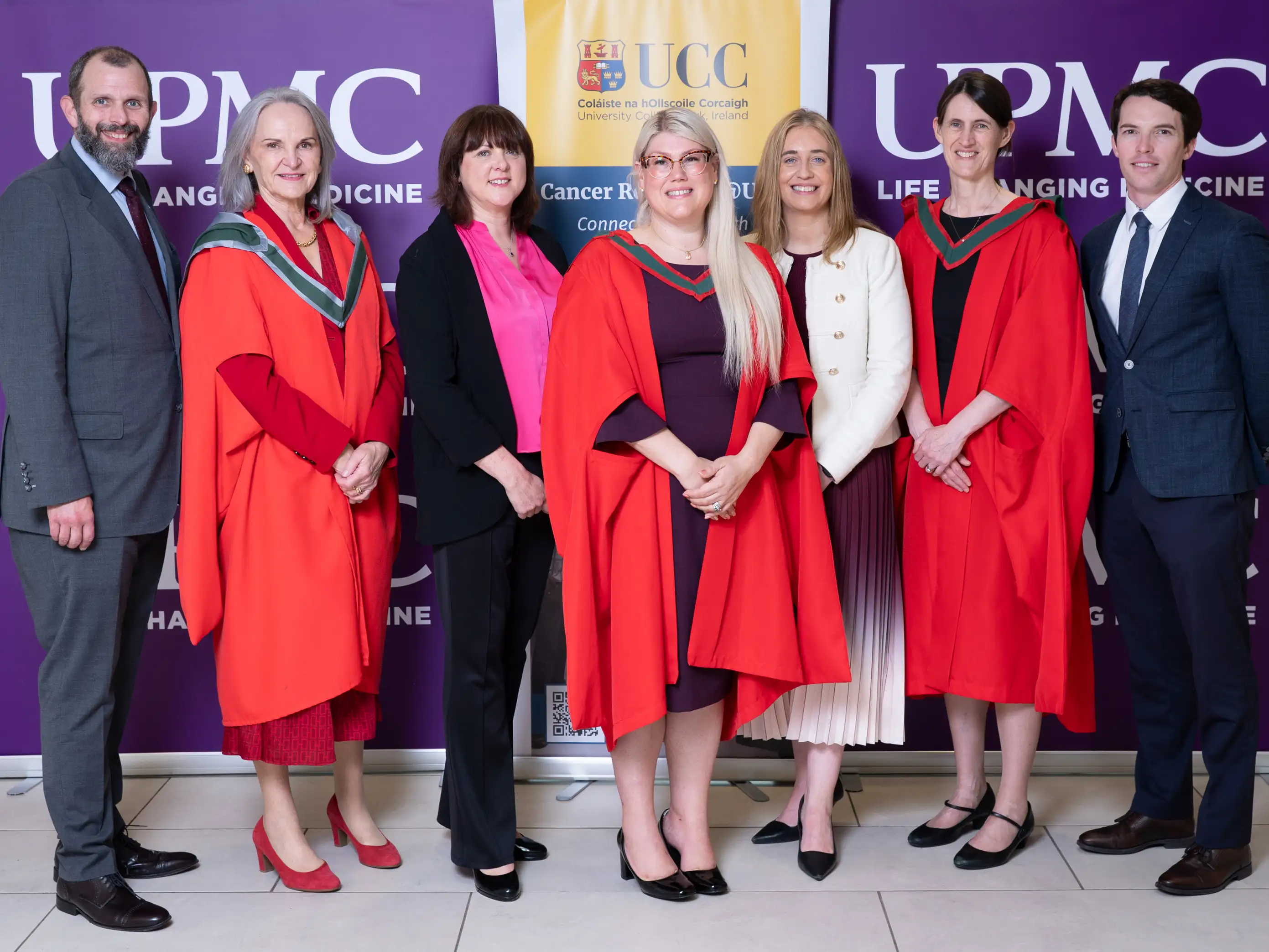 Photo L to R: Heath D Skinner, Radiation Oncologist, UPMC, Prof Helen Whelton, Head of College of Medicine & Health UCC and Chief Academic Officer, HSE South West Region, Eimear Keohane, Associate Director Alumni and Development, Mary Hickey, Director of Oncology Services for UPMC, Professor Roisin Connolly, Director of Cancer Research at UCC and Academic Director of the CUH/UCC Cancer Centre, Professor of Oncology, Professor Jack Gleeson Consultant Medical Oncologist