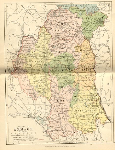 from Philip's handy atlas of the counties of Ireland, constructed by John Bartholomew; revised by P.W. Joyce, London 1882.