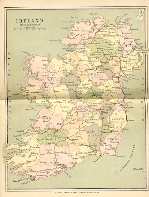 from Philip's handy atlas of the counties of Ireland, constructed by John Bartholomew; revised by P.W. Joyce, London 1882.