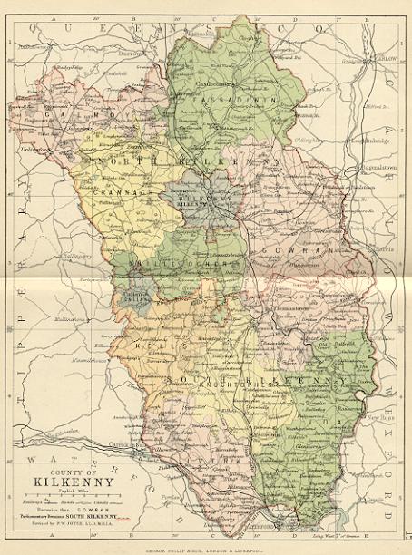 from Philip's handy atlas of the counties of Ireland, constructed by John Bartholomew; revised by P.W. Joyce, London 1882.