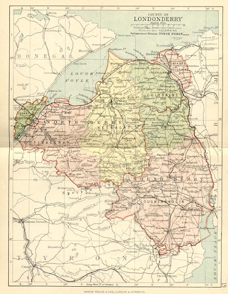 from Philip's handy atlas of the counties of Ireland, constructed by John Bartholomew; revised by P.W. Joyce, London 1882.