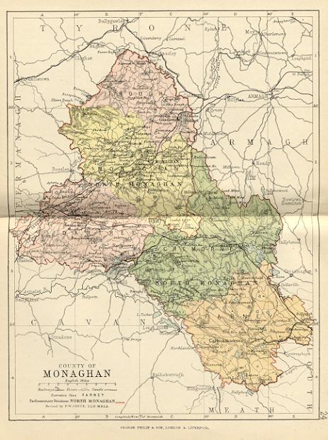 from Philip's handy atlas of the counties of Ireland, constructed by John Bartholomew; revised by P.W. Joyce, London 1882.