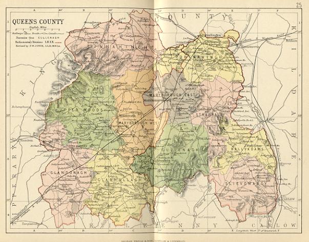 from Philip's handy atlas of the counties of Ireland, constructed by John Bartholomew; revised by P.W. Joyce, London 1882.