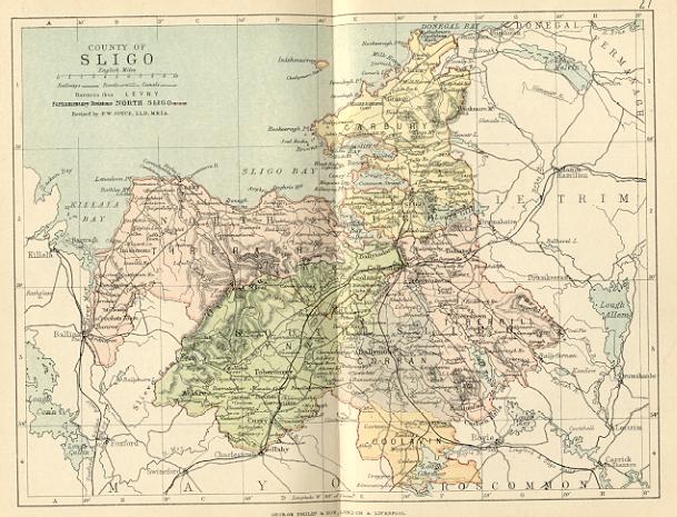 from Philip's handy atlas of the counties of Ireland, constructed by John Bartholomew; revised by P.W. Joyce, London 1882.