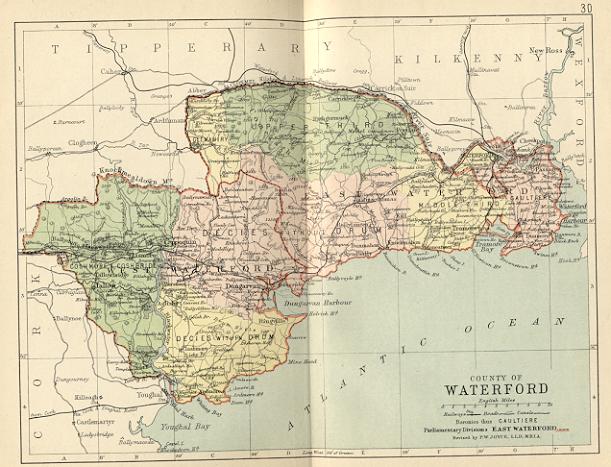 from Philip's handy atlas of the counties of Ireland, constructed by John Bartholomew; revised by P.W. Joyce, London 1882.