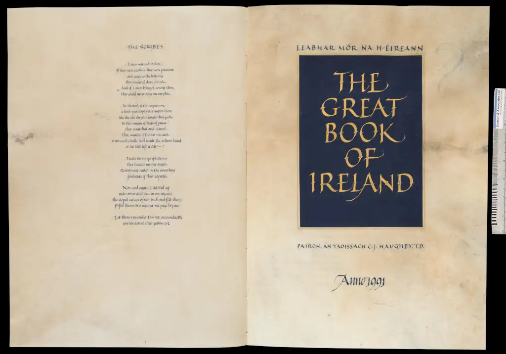 Page - Scribes by Seamus Heaney with the Great Book Title page by Denis Brown