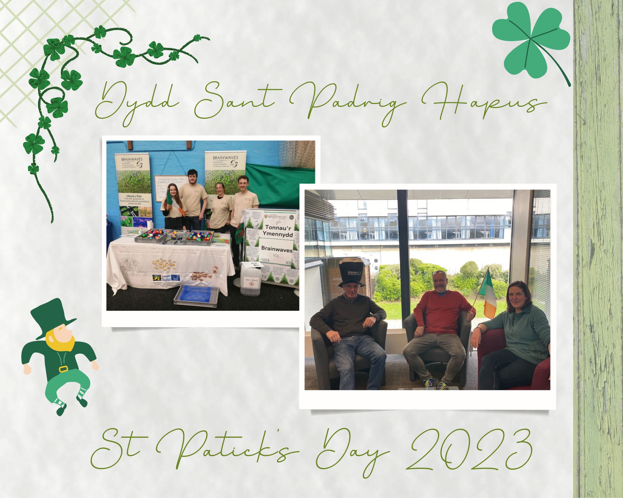Brainwaves Team in Aberystwyth University celebrating St Patrick's Day 2023