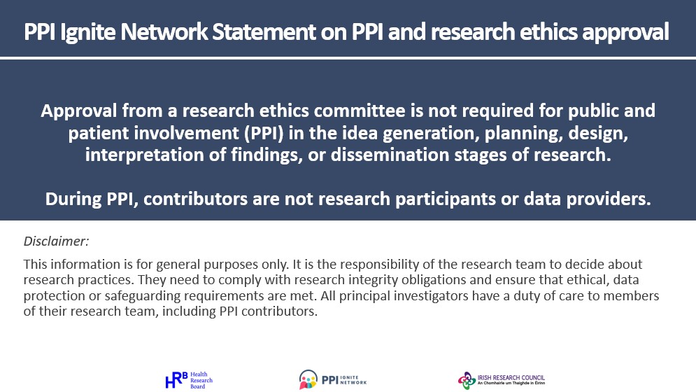PPI Ignite Network publishes statement on PPI and Research Ethics Approval
