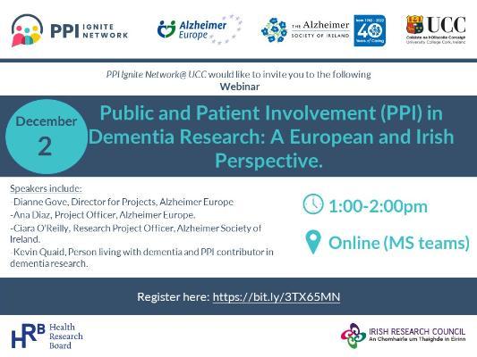 Webinar on PPI in Dementia Research: Registration now open!